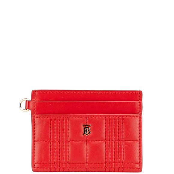 Burberry TB Monogram Quilted Business Card Case in Red and Gold Leather for W... - Picture 1 of 10